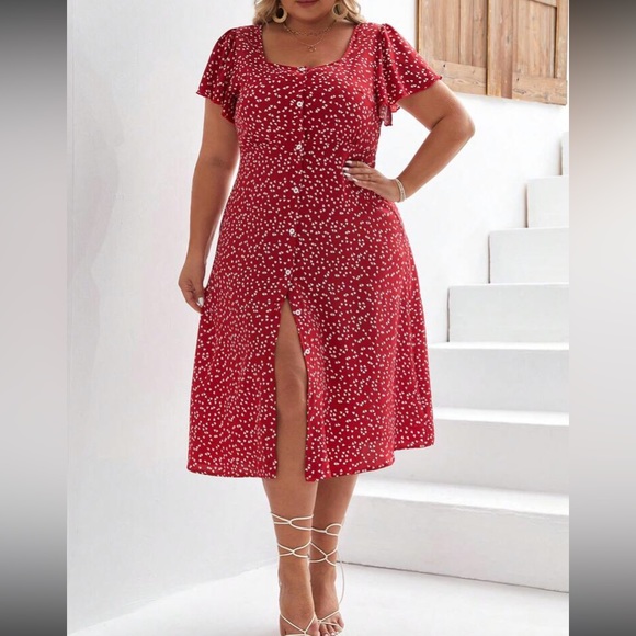 Boho floral print button through midi dress - Picture 2 of 6